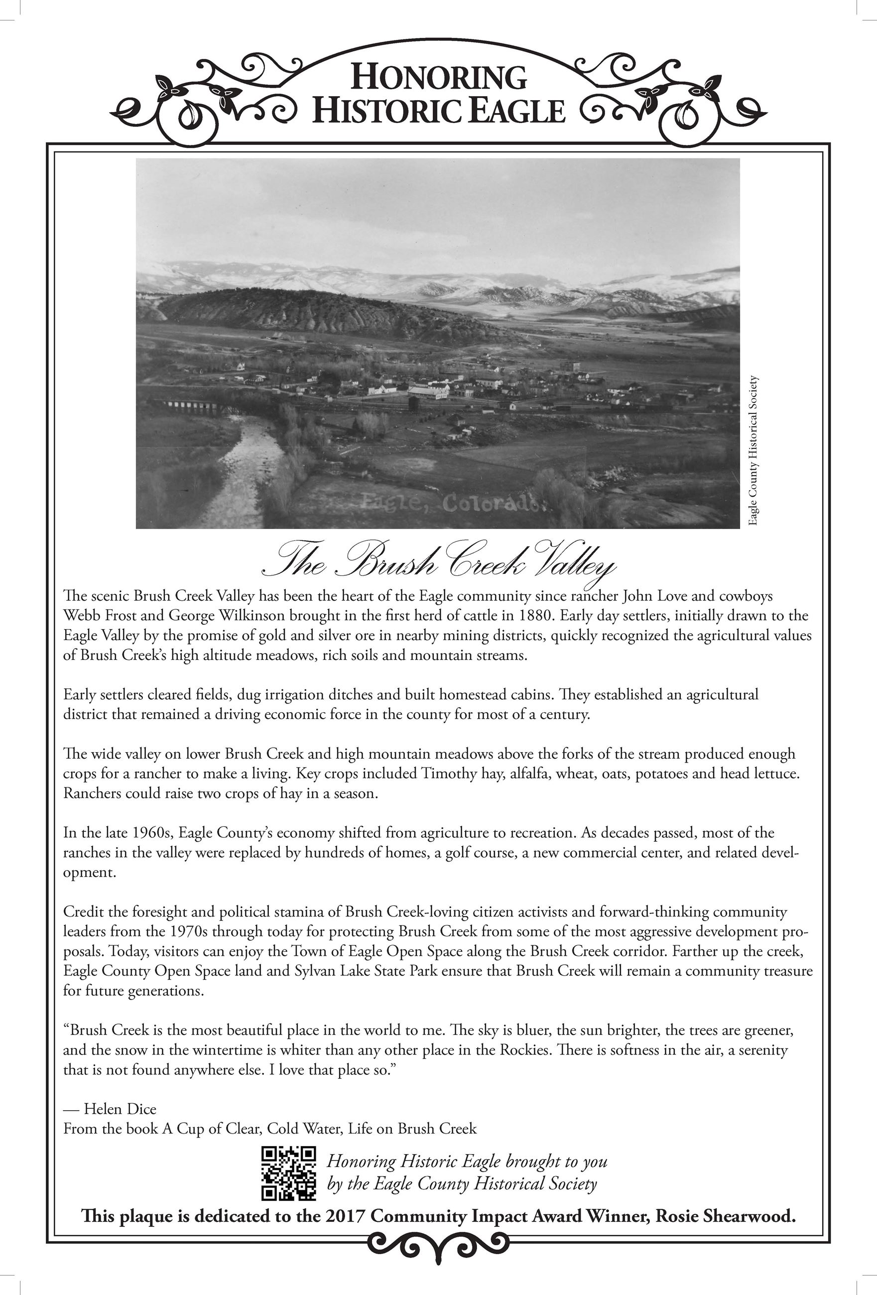 Brush Creek Valley Plaque